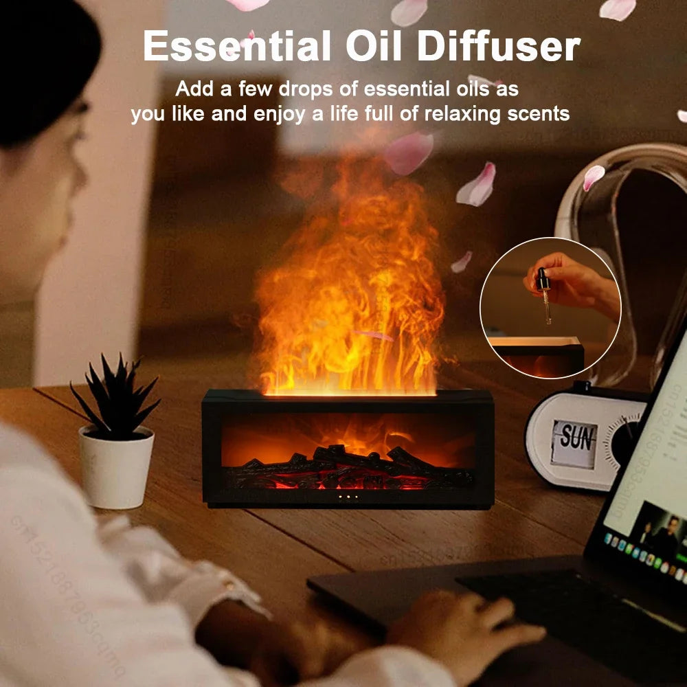 Fireplace Imitation Flame Humidifier Home Bedroom Colorful Atmosphere Lamp High-Value Essential Oil Aromatherapy Machine