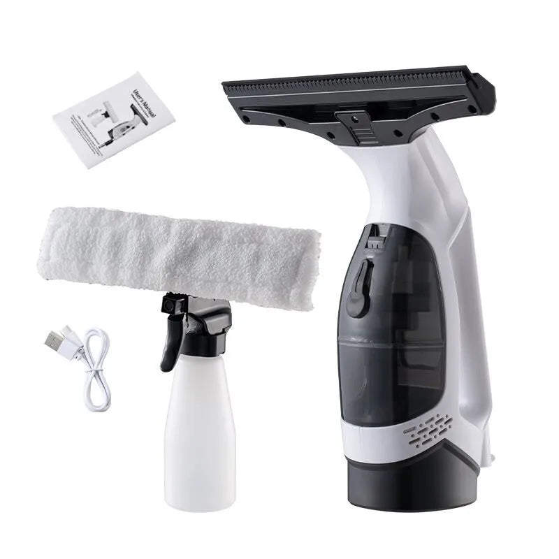 Rechargeable Cordless Window Vacuum Cleaner with Squeegee 150Ml Water Tank for Glass Mirror Tile Cleaning Home Use Portable