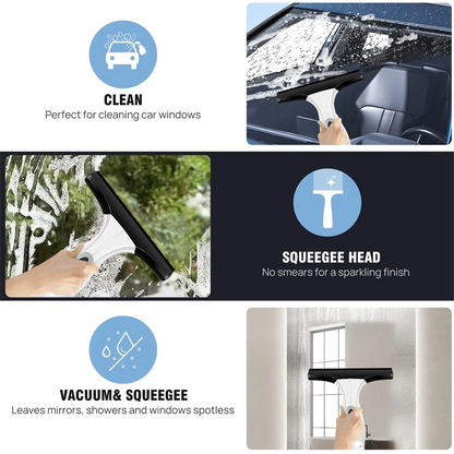 Rechargeable Cordless Window Vacuum Cleaner with Squeegee 150Ml Water Tank for Glass Mirror Tile Cleaning Home Use Portable